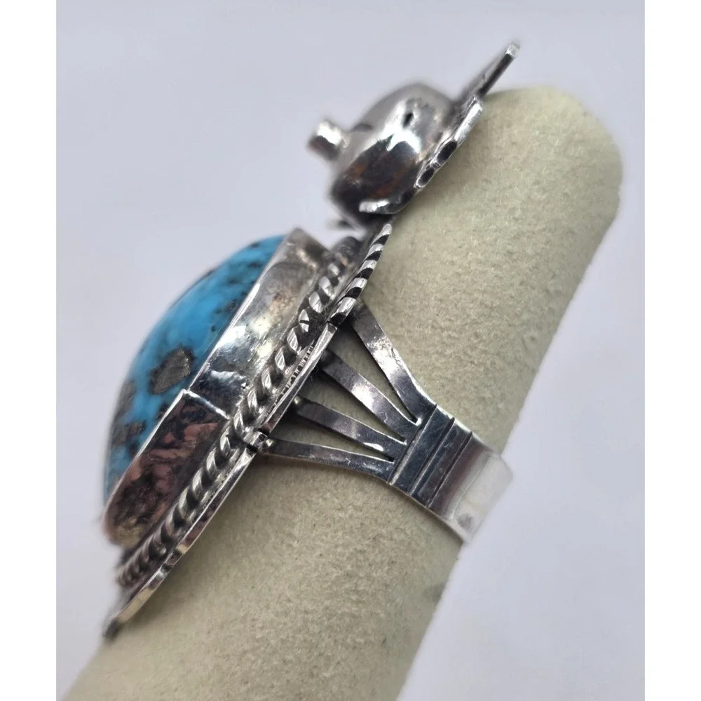Bennie Ration Sterling Silver Turquoise Ring Size 7‎ Navajo Native 20 Gram NWOT